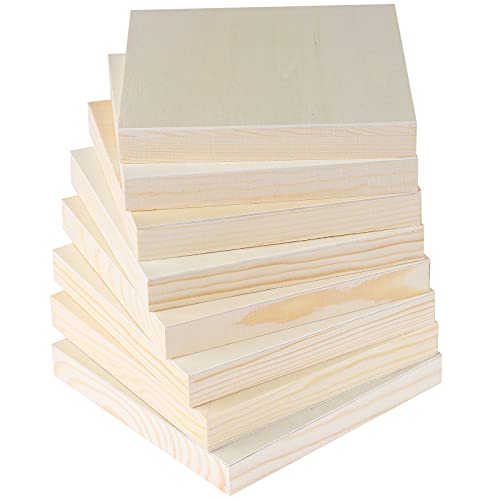 Adxco 8 Pack Wood Panels 6 X 6 Inch Unfinished Wood Canvas Wooden Panel Boards For Painting, Pouring, Arts Use With Oils, Acrylics #TOP3
