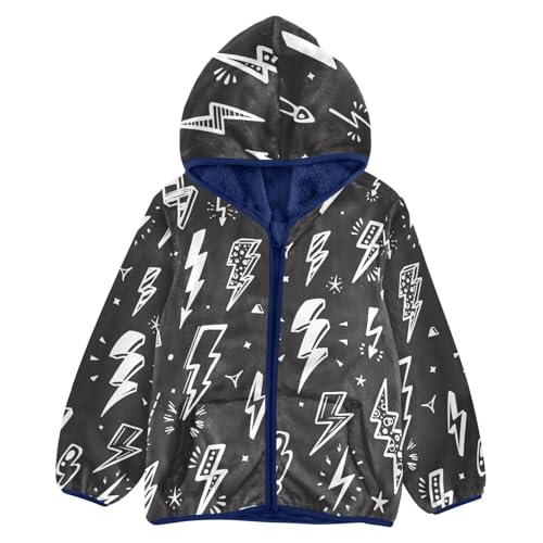 Image of Aflyko Boys Fleece Coat Blue Zip-Up Hoodie Girls Outerwear Kids Hooded Jacket
