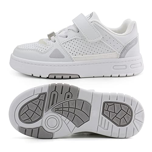 Brooman Kids School Sneakers Sports Basketball Shoes Boys Girls Tennis Running Shoes (10,White) #TOP1