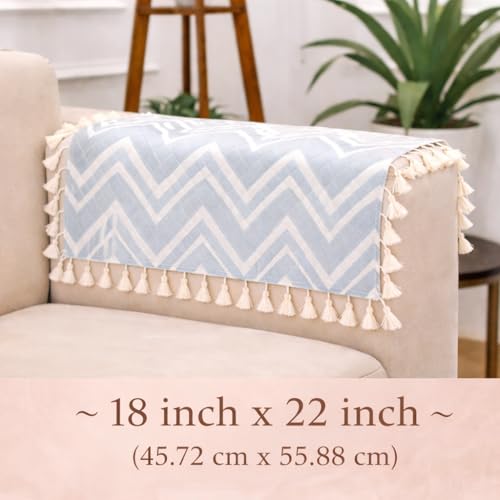 Image of STITCHNEST Printed Quilted Sofa Arm Cover with Tassels | Stylish Hand Rest Protector | Soft & Durable | 18 x 22 Inches