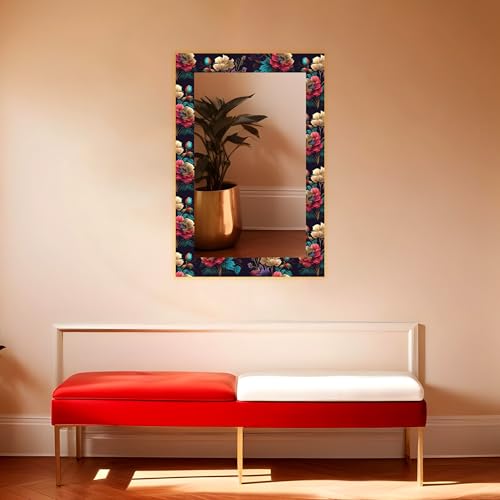 Image of KERLIX Rectangle Decorative Art Unique Fancy Digital Frameless CNC polishing Wall Mirror /Makeup Mirror /Bathroom Mirrors Size (12x18 inch). (1, 12 x 18)