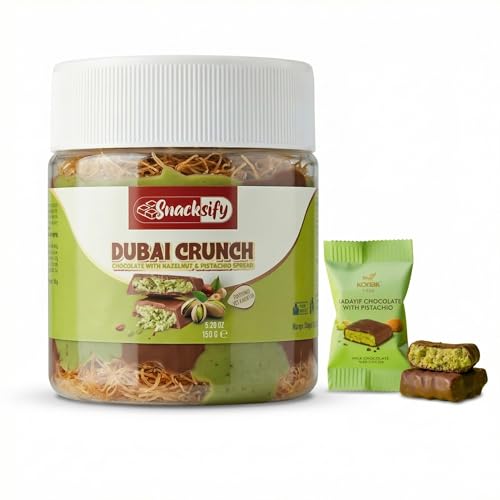 Dubai Crunch Pistachio Chocolate Spread with Crispy Kataifi 150g + 13g Pistachio Chocolate Bite Creamy Pistachios & Hazelnut Cocoa Spread Crunchy Kadayif for Breakfast & Desserts