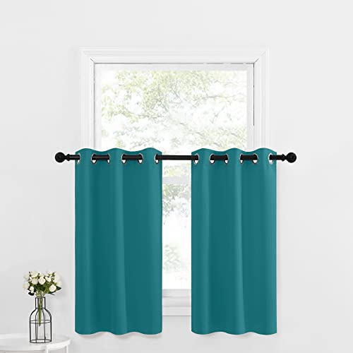 NICETOWN Cafe Curtain Tiers 36 Inch Length, Kitchen Window Over Sink, Set 2 Pack Privacy Thermal Insulated Short Curtain for Bathroom Basement Small W