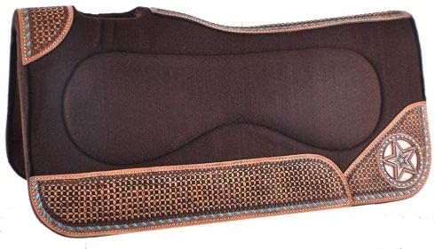 Showman 31" x 32" Brown Built Up Felt Saddle Pad w/Texas Star Design