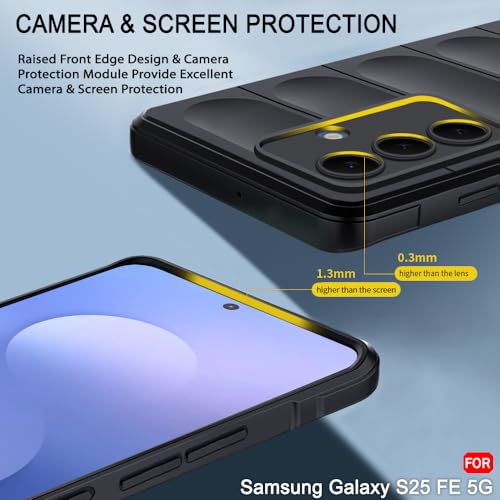 Image of TheGiftKart Liquid Silicon Back Cover Case for Samsung Galaxy S25 FE 5G | Shockproof Military Grade Protection | Micro-Fibre Cloth On Inner Side | Built-in Anti-Slip Grip Back Cover Case (TPU, Black)