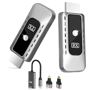Wireless HDMI Transmitter and Receiver 4K Decode 1080P Output Plug & Play 2.4G/5G Wireless HDMI Extender Kit Portable for Streaming Video and Audio to Monitor from Laptop/PC/Projector