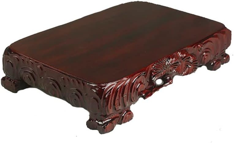 Bonsai Pedestal Vase Pedestal Stands Potted Display Stand Relief Craft Bonsai Base Ornaments Rectangular Large Base Jade Suitable for Teapot Porcelain Buddha Statues Planter Stand Plant Holder(Small)