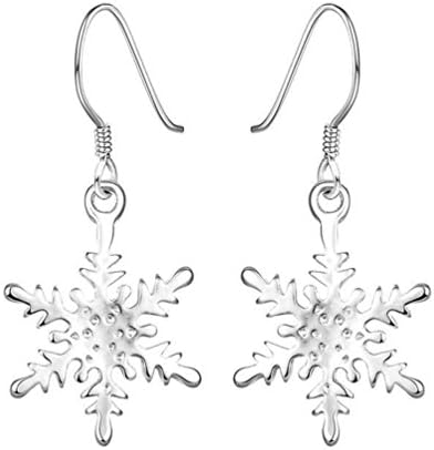 Women Christmas Gift 925 Sterling Silver Snowflake Drop Dangle Hook Earrings Amesii