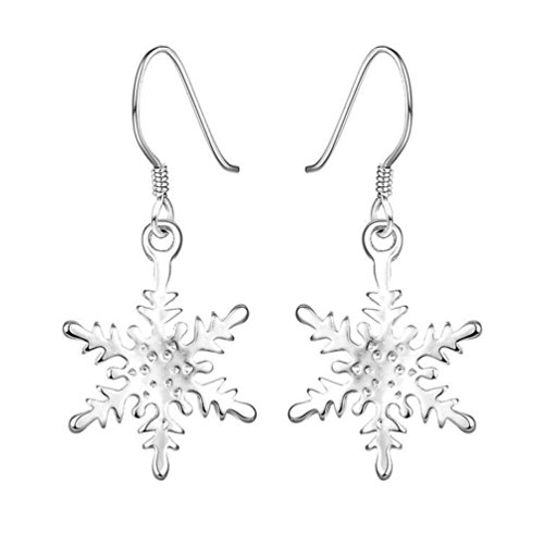 Amesii - Pendientes de plata de ley 925 con diseño de copo de nieve Cover