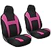 OxGord 2pc Integrated Flat Cloth Bucket Seat Covers - Universal Fit for Car, Truck, Van, SUV - Pink/ Black