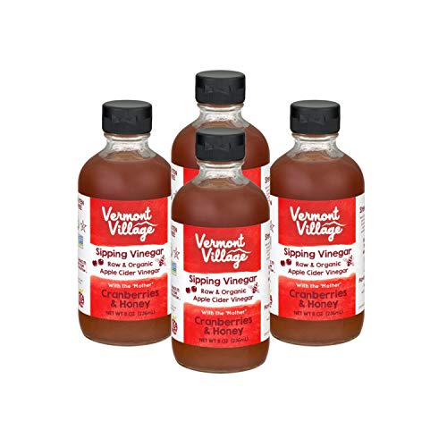 Vermont Village Organic Apple Cider Sipping Vinegar (Cranberries & Honey), Pack of 4