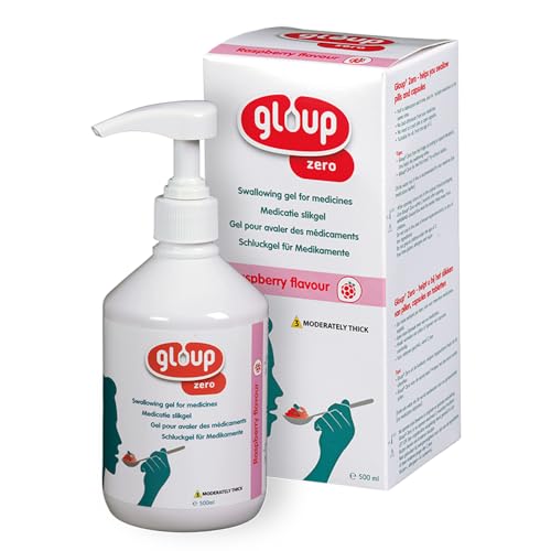 Gloup Pill Swallowing Gel Aid PatCom Medical Medication Aid Safe for Severe Dysphagia | IDDSI Level 3 | Easy Pump Dispensing (Zero - Raspberry Pack of 1)