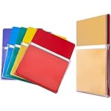 Henoyso 5 Pcs Magnetic File Holder Paper Holder Magnetic Pen Dry Erase Marker Organizer Fridge Pocket Organizer for Whiteboard Refrigerator, 12 x 9.5 in (Assorted Colors)