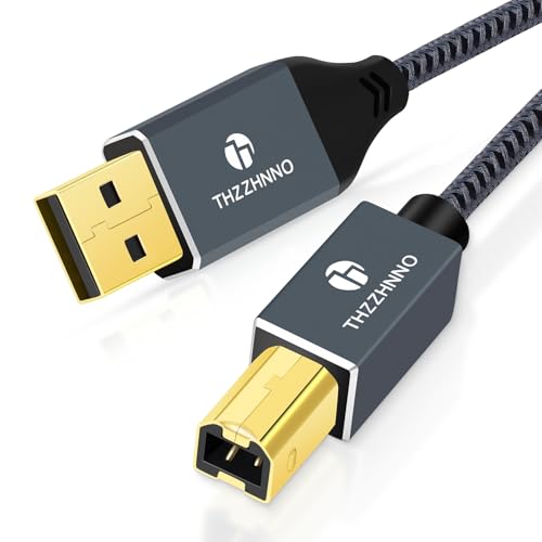Thzzhnno USB Druckerkabel 3M, USB A auf USB B Kabel, USB 2.0 Typ A Stecker auf B Stecker Scanner Kabel f&uuml;r HP, Dell, Epson, Xerox, Lexmark, Brother, Canon, Samsung, Klavier und mehr