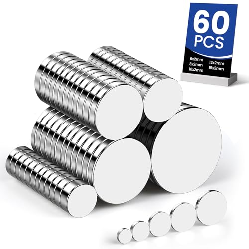 60Pcs Small Magnets, 5 Different Size Tiny Rare Earth Magnet