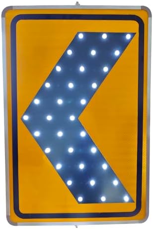 Solar-Powered LED Blinking Right Arrow Sign | Rust-Proof Metal Left Arrow Directional Sign with Accessories | Durable Outdoor Traffic Indicator