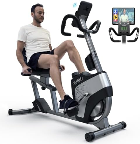 HARISON Recumbent Exercise Bikes for Home, Magnetic Bluetooth Recumbent Bike for Seniors Adults with LCD Monitor and iPad Holder