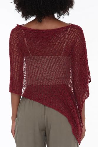 Image of SHU-SHI Summer Ponchos For Women Lightweight Sheer Popcorn Knit Sweater Cape Pullover