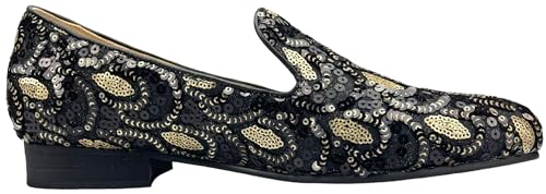 Justar Men's Vintage Sequin Loafers Slip-on Tuxedo Dress Shoes Glitter Smoking Slipper Casual Shoes for Men4