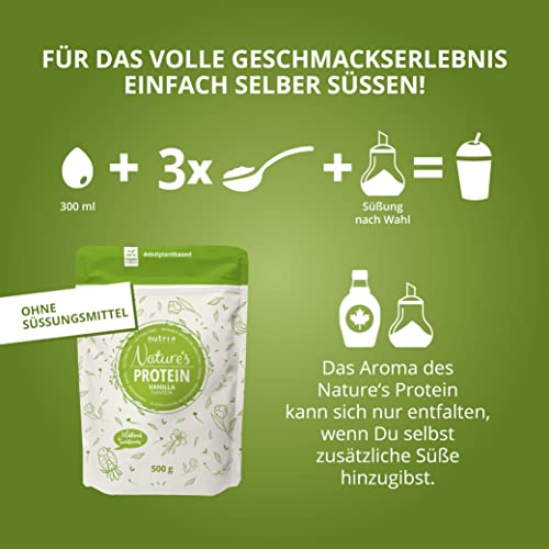 Nutri + Protein Shake Vanille 500 g - natürliches Proteinpulver ohne Süßungsmittel - 83,1% Eiweiß - pflanzliches Eiweißpulver vegan & glutenfrei