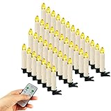 40 Velas navideñas inalámbricas están hechas de LED, que son seguras y ahorran energía;Las velas para árboles de Navidad son como velas reales, brindando una atmósfera alegre.