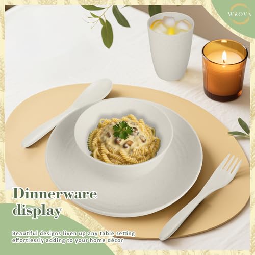 Wrova Wheat Straw Dinnerware Sets of 20,Dishwasher Safe Kitchen Plates and Bowls Sets - image 4