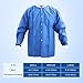 JMU 10 Pack Disposable Lab Jackets Large, SMS Disposable Medical Jackets for Men and Women, Knit Cuffs Collar, 3 Pockets (Blue)