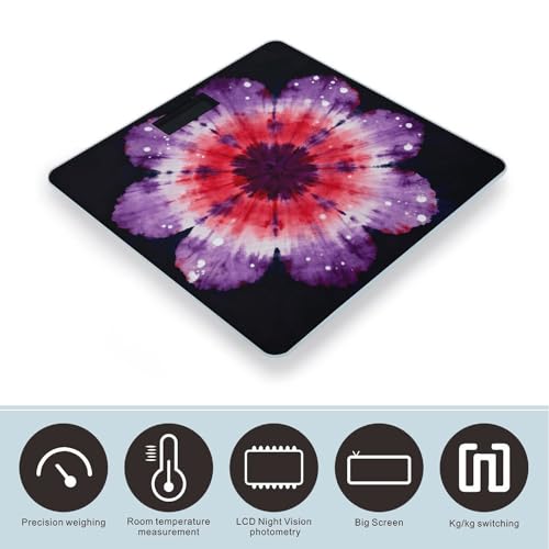 Báscula digital Tie Dye para baño con pantalla LCD miniatura 3