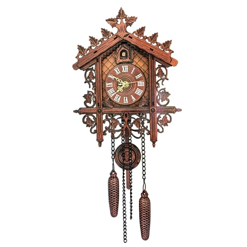 Cookoo Clock,Vintage Bird Flapping Cuckoo Clocks Volume Adjustable Coo Coo Clocks Wall Decoration Pendulum Cuckoo Clock for Home Living Room Office, Dark Yellow