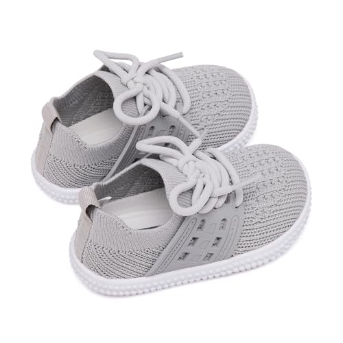 Image of BMCiTYBM Baby First Walking Shoes Boys Girls Infant Sneakers Breathable 6 9 12 18 24 Months Grey Size 6-12 Months Infant