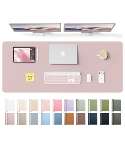 Image of YSAGi Leather Desk Pad Protector, Office Desk Mat, Large Mouse Pad, Non-Slip PU Leather Desk Blotter, Laptop Desk Pad, Waterproof Desk Writing Pad for Office and Home (Grayish Lavender,55 inch x 17.2 inch)