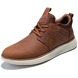 Arkbird Casual Sneakers, Breathable Lace-Up Leather Walking Shoes Comfortable Fashion Sneakers for Men Daily Work Dark-Brown 10