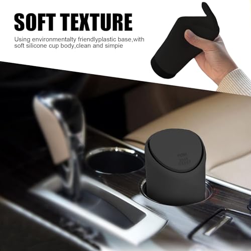 Image of Car Trash Can with Lid, Cup Holder Inserted Odor Isolation Leakproof Mini Storage Bucket, Portable Press Opening Detachable and Cleanable Trash Can, Universal for Most Cars Home (Black)