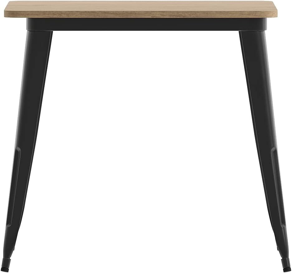 Flash Furniture Declan Commercial Outdoor Dining Table, All Weather Poly Resin Top with Steel Base, 31.5" Square, Brown/Black