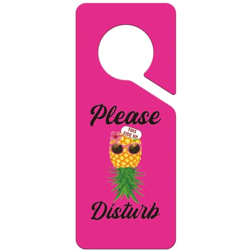 Shejdgart Pink Upside Down Pineapple Front Door Sign - Double Sided Please Disturb Door Hanger Signs - Funny Wedding Gifts for Couples - Bedroom & Living Room Home Decor