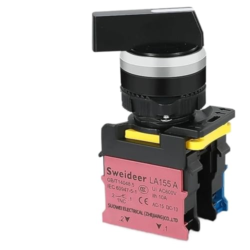 Interrupteur rotatif 22mm 2NO 3 positions autobloquant avec lumière LED