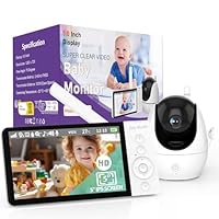 OBVHNUA 5'' Camara Vigilancia Bebe, 355°PTZ Vigilabebes con Camara, 5000 mAh Batería, Zoom 10X, VOX, Visión Nocturna, Comunicación Bidireccional, Monitoreo de Temperatura, Grabación de Vídeo, 720p