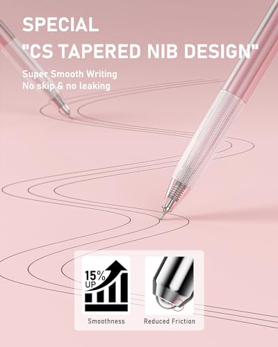 Four Candies Writing Ink Pens with Black & Pink Ink and 2Pack Highlighter, Cute Retractable 0.5mm Smooth Writing Pens,Pink Pens for School, Office Girly Stationery Aesthetic Desk Accessories Set of 14 - Thumbnail 6