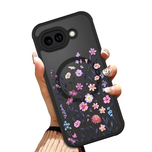 OOK Google Pixel 10A 6.3インチ (MagSafe対応) フローラルフラワーデザイン 半透明携帯電話カバー ソフトTPU + ハードPC 傷防止 耐衝撃 マグネット式 かわいいケース 女性用の商品画像（Amazon）