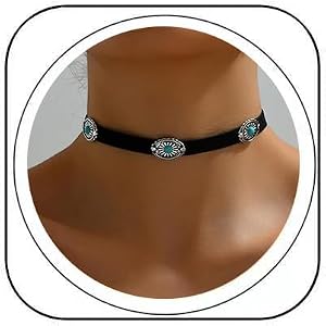 Western Turquoise Choker Collier pour femmes Gothique Noir Colliers de Choker Boho Summer Cowgirl Rodeo Country Concert Outfits Bijouterie Accessoires