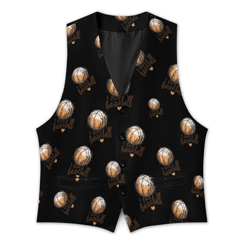 I Love Basketball Men's Suit Vest Casual Formal Dress Vests Business Waistcoat3