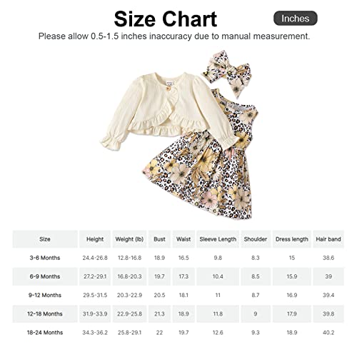 Baby Girls Leopard Dress And Cardigan Sets 2 Pcs Toddler Girl Floral Sleeveless Dress And Long Sleeve Cardigan Set 3-6 Months #TOP5