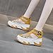 Women's Chunky Platform Sandals,Cutout Leather Wedge Sandals,Fashion Rhinestones y2k Sandals with Back Zipper (Yellow,8.5)