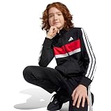adidas Uniseks - dzieci Seasonal Essentials Tiberio 3 Stripes Tricot Track Suit, black/white/pure ruby, 13-14 Years