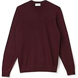 Lacoste Men's Cotton Jersey Crew Neck Sweater, AH7901-51, Red Basque Chine, XX-Large