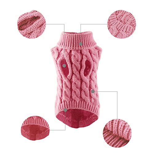 1-Stück Strickpullover Jacke für Hunde, Warme Hundepullover für den Winter, Rosa (L)