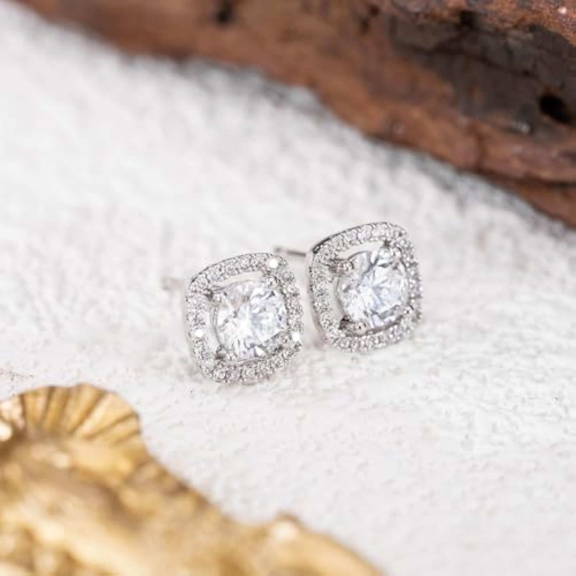 Sterling Classic Halo Earrings, Whites Collection