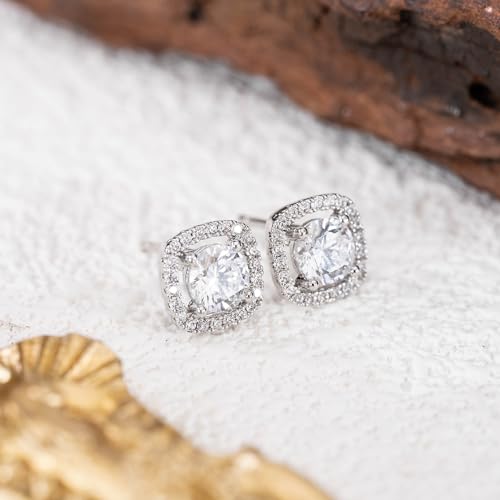 Sterling Classic Halo Earrings, Whites Collection