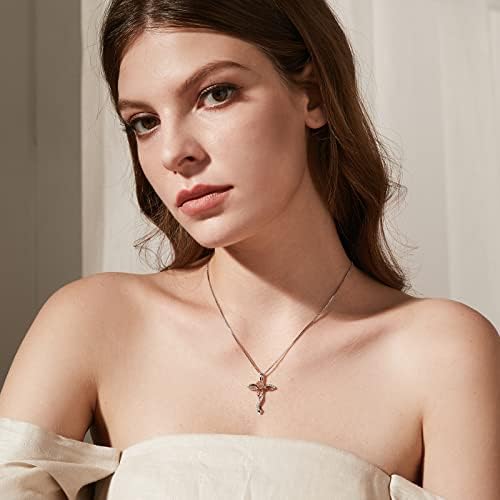 Collier Croix En Argent Sterling 925 Pour Femme - Pendentif Avec Zircone Cubique, Plusieurs Couleurs Disponibles