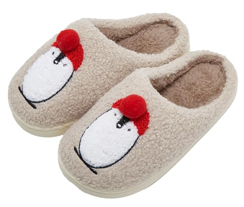 Tellrain Kids Winter Plush Cartoon Penguin Slippers Boys Girls Fuzzy Non Slip Indoor Floor Slippers